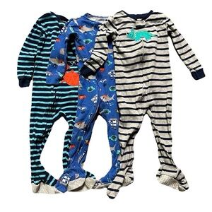 Toddler Boy Footie Pajamas Sharks Dinosaurs Size 18-24 Months